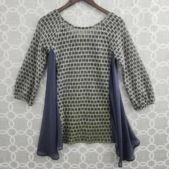 Anthropologie Areve Scoop Neck 3/4 Sleeve Knit  Sweater Flare Bottom Women's S - Picture 2 of 10